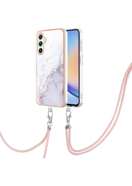 Samsung Galaxy A24 Anti-Scratch Yumuşak Mermer Tampon Crossbody Için Kılıf (Yurt Dışından)