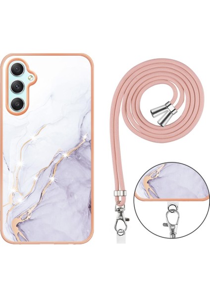 Samsung Galaxy A24 Anti-Scratch Yumuşak Mermer Tampon Crossbody Için Kılıf (Yurt Dışından)
