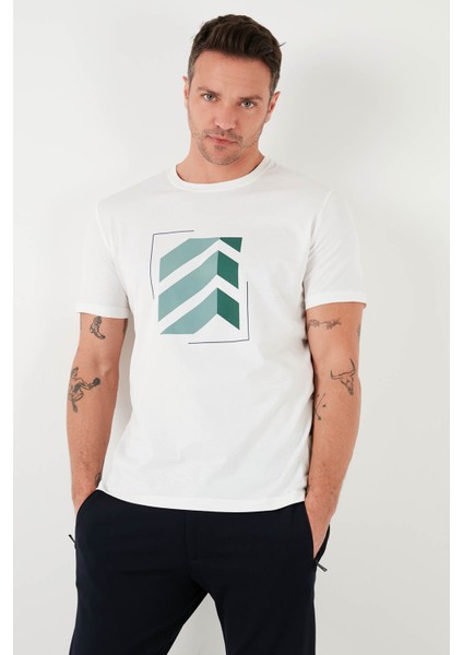 Baskılı Pamuklu Bisiklet Yaka Slim Erkek T Shirt 646R8080 fiyatları