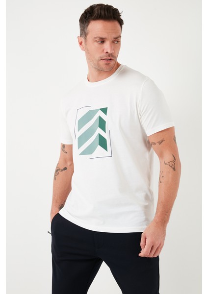 Baskılı Pamuklu Bisiklet Yaka Slim Erkek T Shirt 646R8080 modelleri