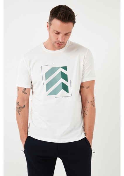 Baskılı Pamuklu Bisiklet Yaka Slim Erkek T Shirt 646R8080 fırsatları