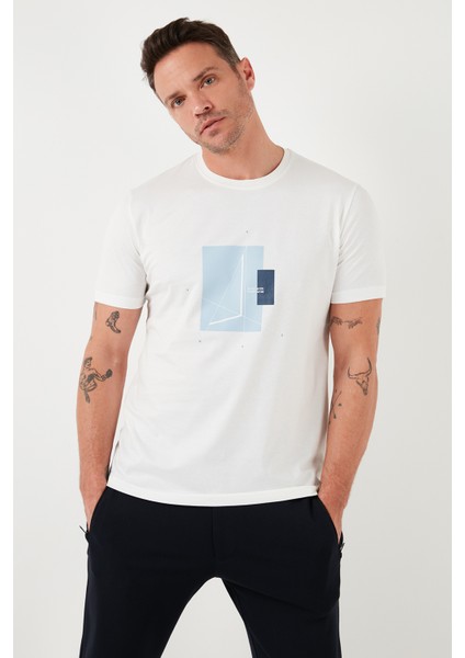 Baskılı Pamuklu Bisiklet Yaka Slim Erkek T Shirt 646R8040 fiyatları