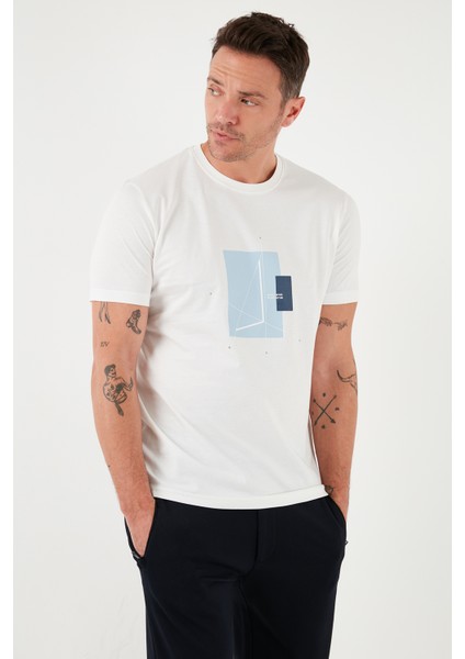 Baskılı Pamuklu Bisiklet Yaka Slim Erkek T Shirt 646R8040 modelleri