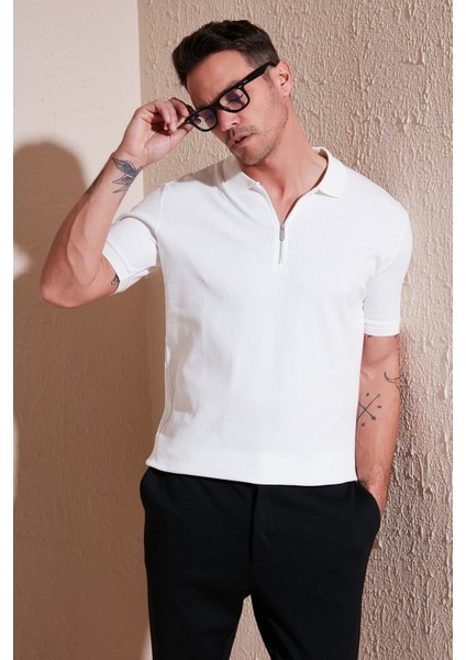 Pamuklu Regular Fit Fermuarlı Polo Yaka T Shirt Erkek Polo Yaka T Shirt 5902738
