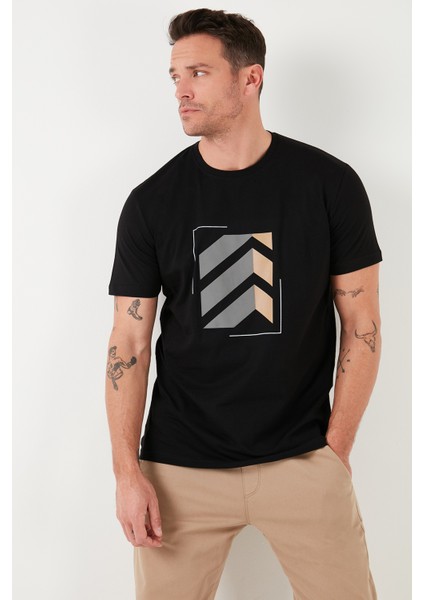 Baskılı Pamuklu Bisiklet Yaka Slim Erkek T Shirt 646R8080 fiyatları