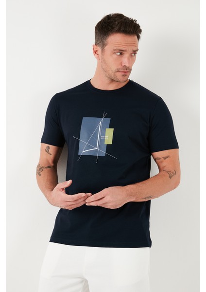 Baskılı Pamuklu Bisiklet Yaka Slim Erkek T Shirt 646R8040 fırsatları