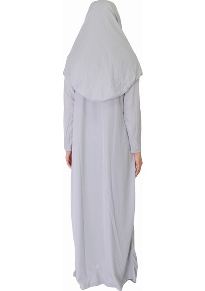 Açık Gri Fermuarlı Namaz Elbisesi2