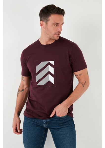 Baskılı Pamuklu Bisiklet Yaka Slim Erkek T Shirt 646R8080 fiyatları