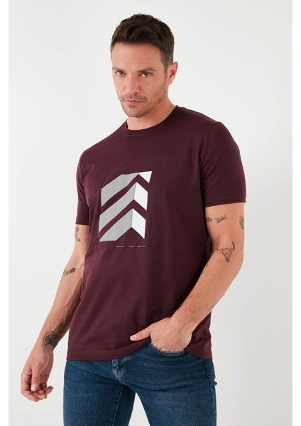 Baskılı Pamuklu Bisiklet Yaka Slim Erkek T Shirt 646R8080 modelleri