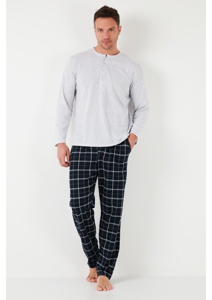 Ekoseli Pamuklu Beli Lastikli Regular Fit Uzun Kollu Erkek Pijama Takımı 6572003 fiyatları