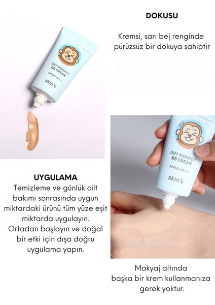 Oksitlenmeyen Yoğun Nemlendirici Bb Krem - Suya Dayanıklı Dry Monkey Spf50 Pa Yellow Beige 30ml