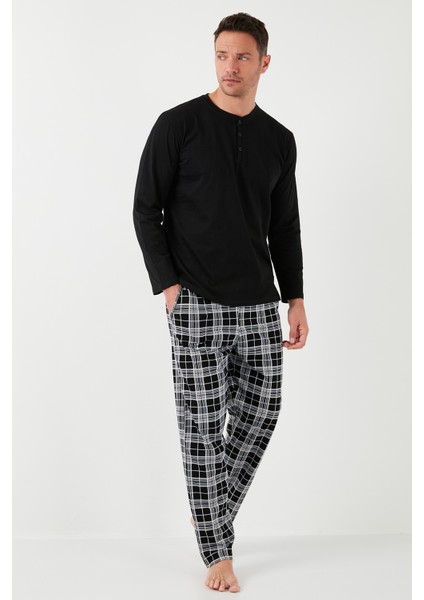 Ekoseli Pamuklu Beli Lastikli Regular Fit Uzun Kollu Erkek Pijama Takımı 6572003 fiyatları