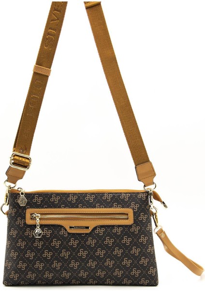 Kahve Sarı - A.taba SP1129 Kadın Çapraz Çanta