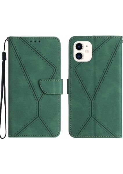 IPhone 11 Telefon Kılıfı Dikiş Kabartmalı Deri Cüzdan Yüksek Tpu (Yurt Dışından)