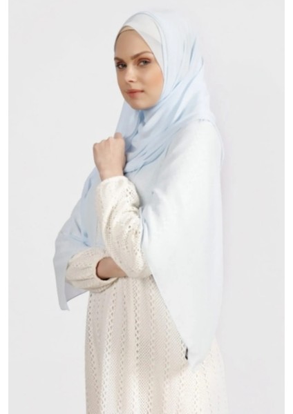 Krep Şifon Şal Bebe Mavi 210X 75 FLR241433