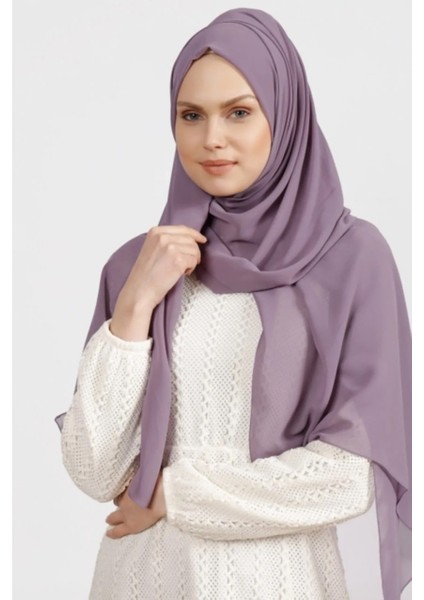 Krep Şifon Şal Lila 210X 75 FLR241433
