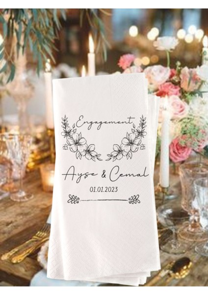 Sade,söz Nişan Düğün Temalı Baskılı Peçete 20 Adet 1026