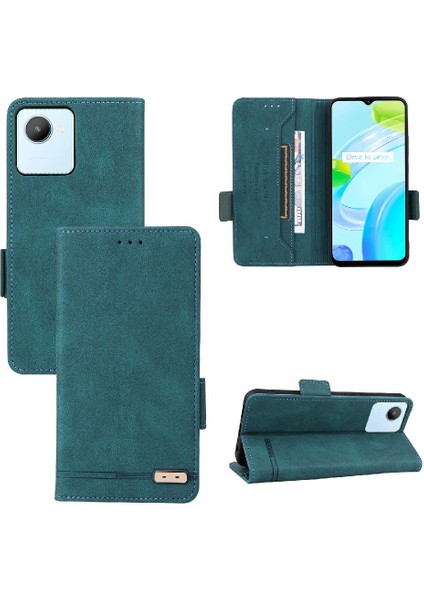 Oppo Realme C30 Kart Ekleme Deri Için Kılıf Folio Flip Case Tam (Yurt Dışından)