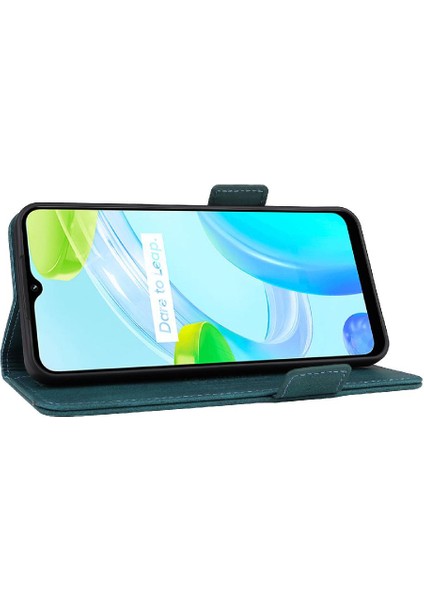 Oppo Realme C30 Kart Ekleme Deri Için Kılıf Folio Flip Case Tam (Yurt Dışından)