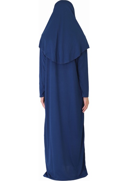 Açık Lacivert Fermuarlı Namaz Elbisesi3