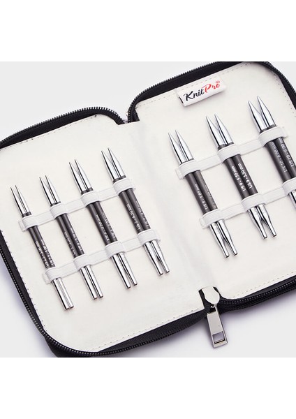 Knitpro Karbonz Karbon Fiber Değiştirilebilir Misinalı Kısa Şiş Seti + Balım Örgü Evi Şiş Ölçer