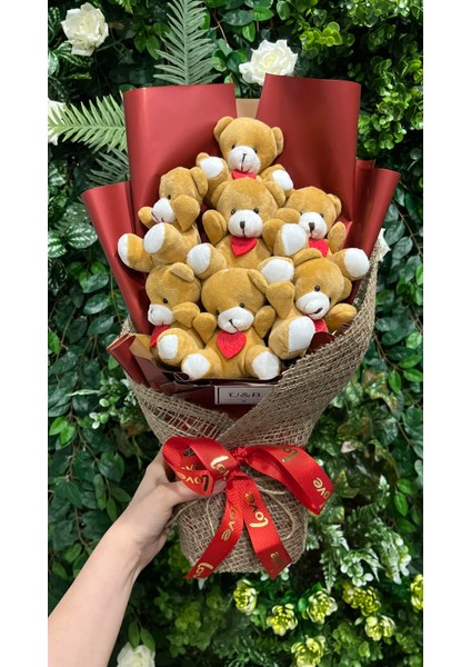 Kırmızı Kalpli Ayıcık Çiçek Buketi fiyatları