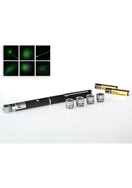 Yeşil Lazer Pointer 50 mW 15 Km Etkili (5 Başlıklı) (3791)