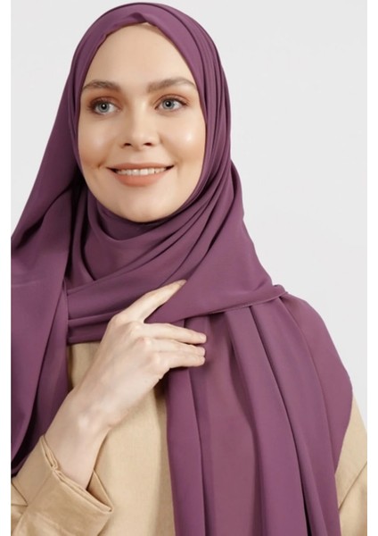 Krep Şifon Şal Mürdüm 210X 75 FLR241433 modelleri