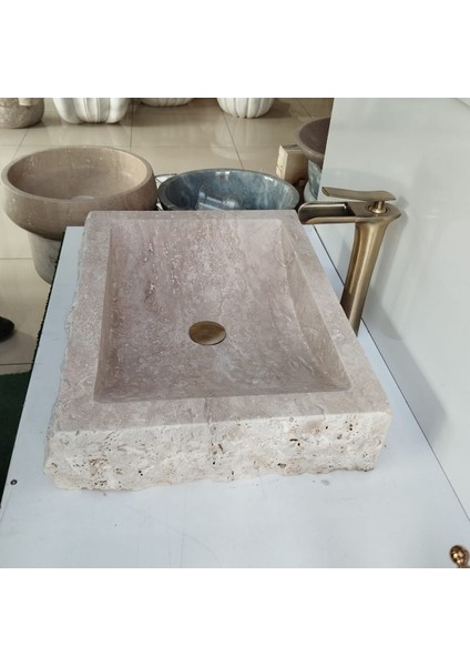 Klasik Traverten Köşeli Lavabo