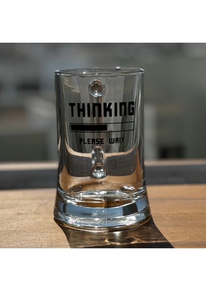 Thinking / Yazılı Paşabahçe Kulplu Bira Bardağı - 500 cc