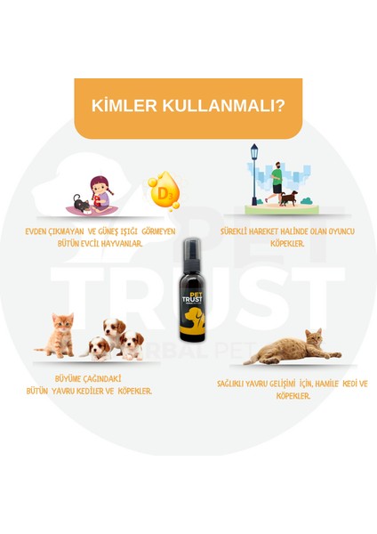 Pettrust Herbal Pet Care Kedi ve Köpekler Için Organik Vitamin-D Takviyesi 40 ml