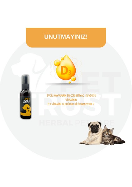 Pettrust Herbal Pet Care Kedi ve Köpekler Için Organik Vitamin-D Takviyesi 40 ml