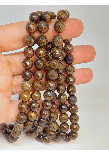 Bronzit Taşı Faset Kesim Dizi 8mm