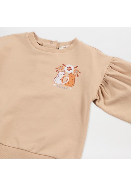 Kız Bebek Baskı Detaylı Sweatshirt