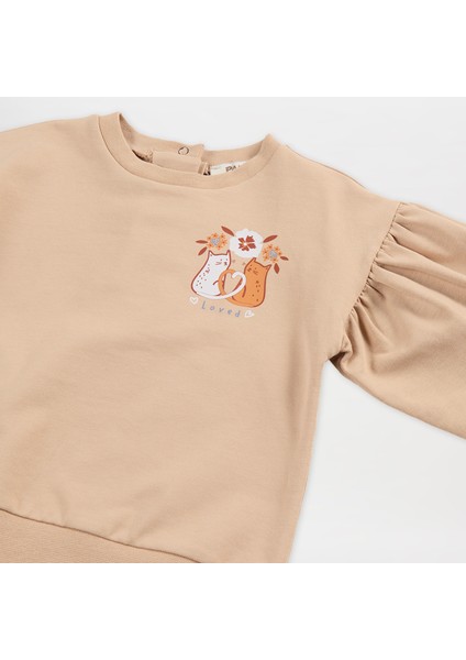 Kız Bebek Baskı Detaylı Sweatshirt fiyatları