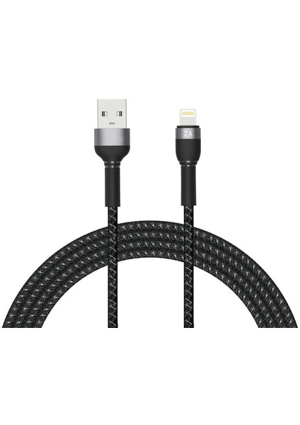 iPhone iPad Için Hydra Serisi Örgülü Lightning USB Şarj ve Data Kablosu 2A 2 Metre - FC309