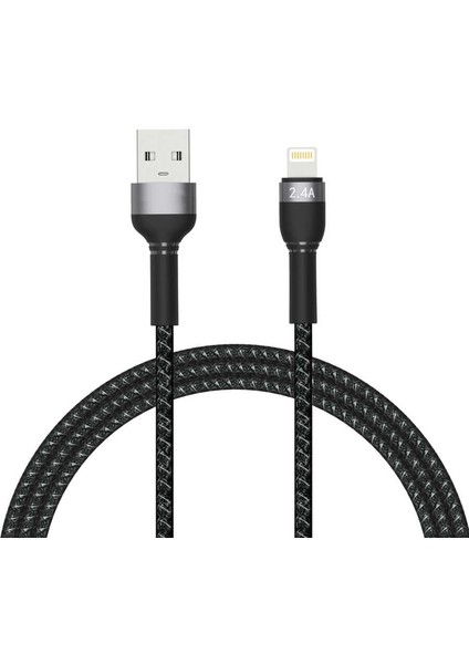 iPhone iPad Için Hydra Serisi Örgülü Lightning USB Şarj ve Data Kablosu 2.4A 1 Metre FC308