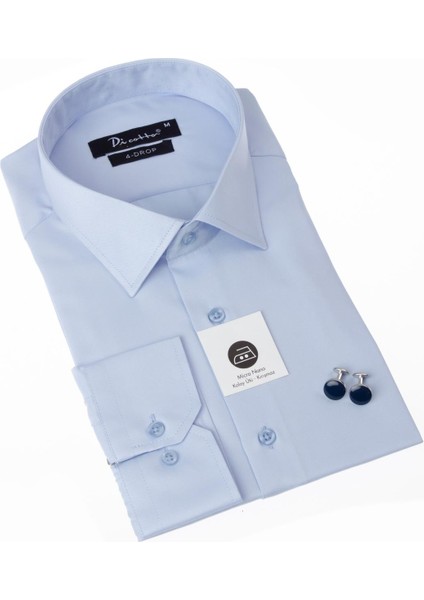 Mavi Ekstra Büyük Yaka 4 Drop Rahat Kesim Micro Kumaş Kol Düğmeli Regular Fit Erkek Gömlek - 189-4-DC24W