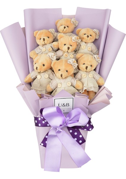 Sevimli Mor Ayıcık Buketi