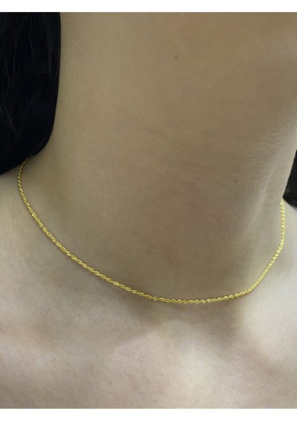 14 Ayar Altın Halat Choker Tasma Zincir Kolye