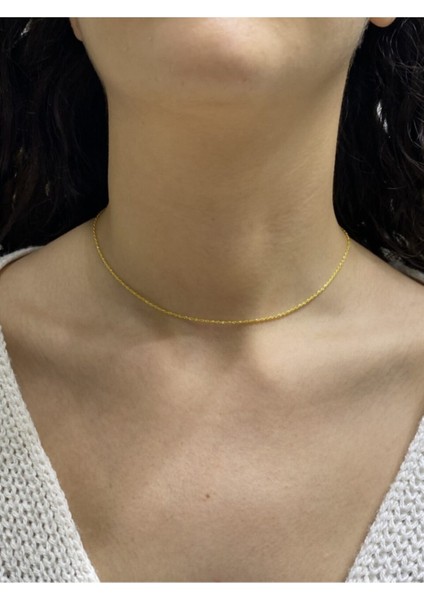 14 Ayar Altın Halat Choker Tasma Zincir Kolye