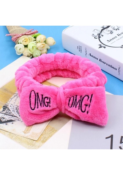Fiyonklu Omg Mercan Peluş Saç Bandı Bandana Pembe