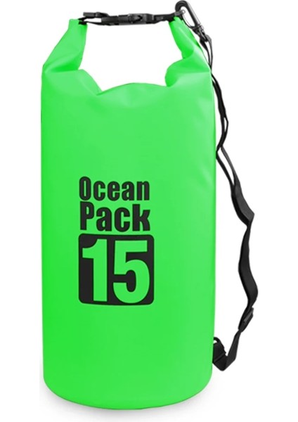 15L Tarzı Açık Su Geçirmez Kuru Sırt Çantası Su Yüzen Çanta Rulo Üst Çuval Kayaking Rafting Teknecilik Nehir Trekking Yüzme Havuzu Kayık (Yurt Dışından)