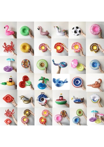 Siyah Kuğu Tarzı 24 Stiller Mini Unicorn Flamingo Şişme Su Yüzme Havuzu Içecek Bardak Standı Tutucu Içecek Bar Bardak Altlıkları Için Şamandıra Parti Oyuncak (Yurt Dışından)