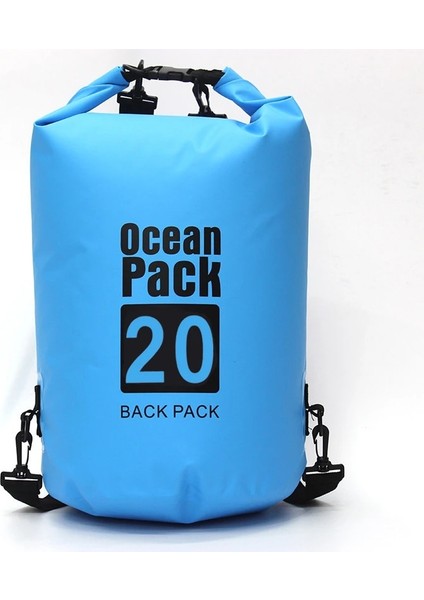 Lake BLUE-20L Stili L Açık Su Geçirmez Yüzme Çantası Pvc Yüzer Kuru Çanta Rafting Tekne Saklama Çantası Ayarlanabilir Askı Kancalı (Yurt Dışından)