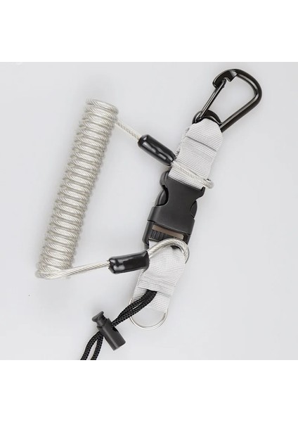 Açık Gri Tarzı Scuba Diving 316 Anti-Kayıp Spiral Yay Bobin Ipi Tek Hızlı Açılır Tokalı Dalış Kargo ile Güvenlik Acil Durum Aleti (Yurt Dışından)