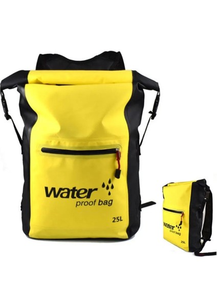 Sarı Stil 25L Su Geçirmez Kuru Sırt Çantası Spor Kano Kayık Sörf Sırt Çantası Saklama Çantası Erkek Kadın Yüzme Spor Plaj Okyanus Çantası (Yurt Dışından)