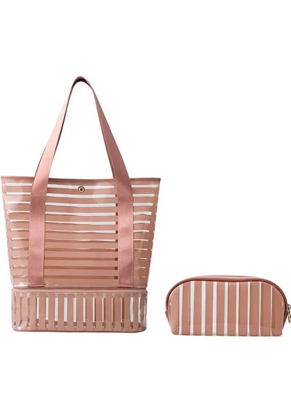 Pembe1 Tarzı Plaj Çantası Su Geçirmez Spor Ayakkabı Depolama Şeffaf Pvc Mayo Büyük Kamp Yüzme Havuzu Spor Salonu Kadın Için Seyahat Çanta (Yurt Dışından)