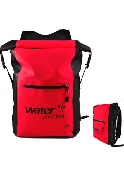 Kırmızı Stil 25L Su Geçirmez Kuru Sırt Çantası Spor Kano Kayık Sörf Sırt Çantası Saklama Çantası Erkek Kadın Yüzme Spor Plaj Okyanus Çantası (Yurt Dışından)