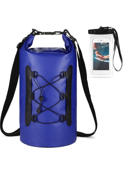 Siyah Renk Stili 15L Pvc Kuru Çanta Su Geçirmez Çanta Telefon Kılıfı ile Trekking Yüzme Su Geçirmez Çanta Rulo Üst Kuru Çuval Botla Balıkçılık Sörf (Yurt Dışından)